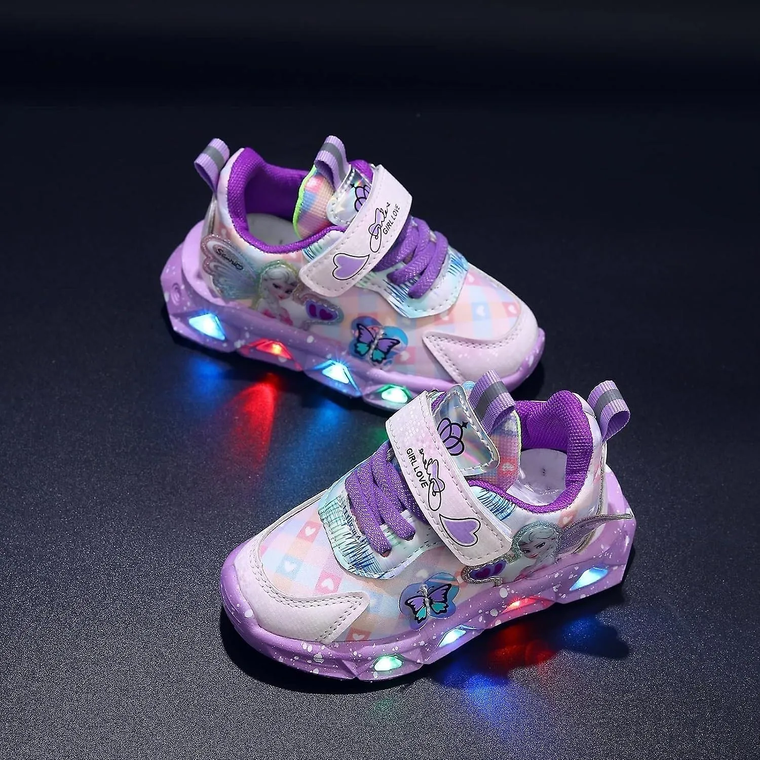 Zapatos frescos para niñas Elsa Led Light Up Shoes Flashing Zapatos para niños 27 Pink Sneaker Baby Sport Flashing Sneakers Runn