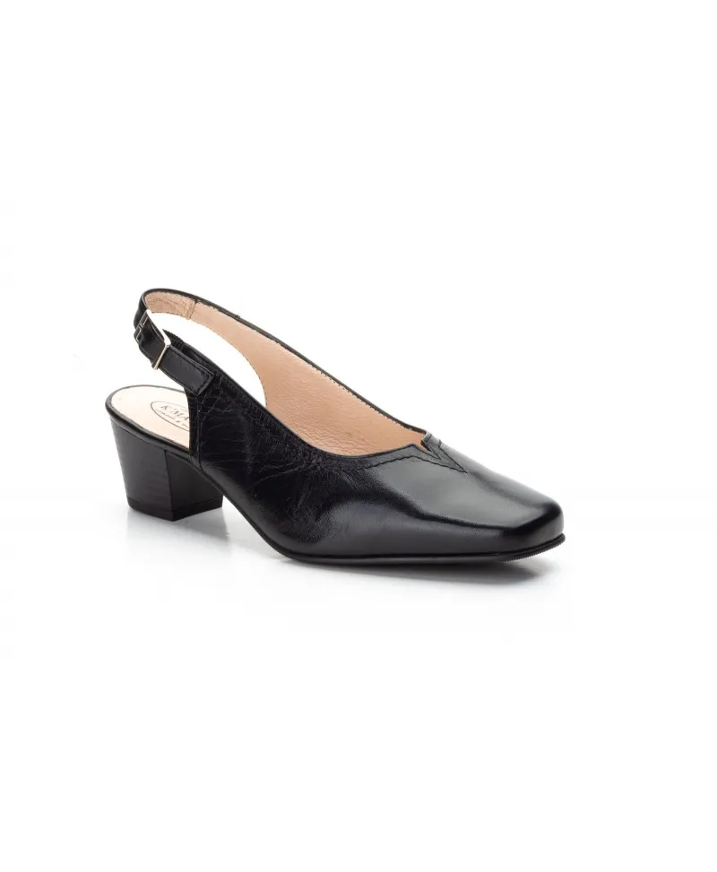 Zapatos Mujer Piel Negro Tacón Ancho Kamatic