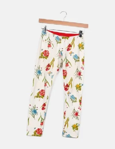 Zara Legging blanco estampado floral