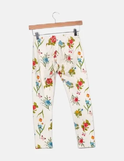 Zara Legging blanco estampado floral