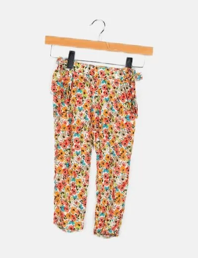 Zara Pantalón multicolor estampado floral